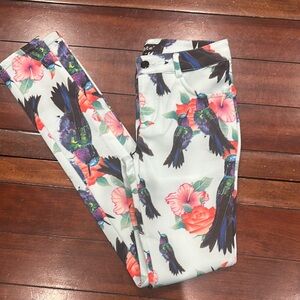 Floral and Bird Print Pants